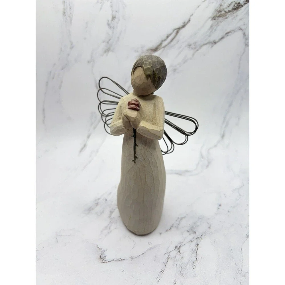 Willow Tree “Loving Angel” Figurine Holding a Long Stem Rose (no box, 2002)